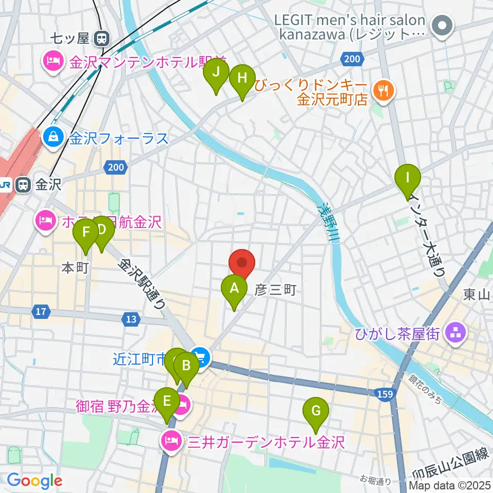 金沢Tsudoh周辺のコンビニエンスストア一覧地図