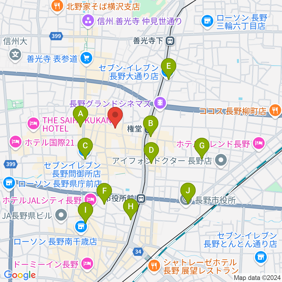 長野相生座・ロキシー周辺のコンビニエンスストア一覧地図