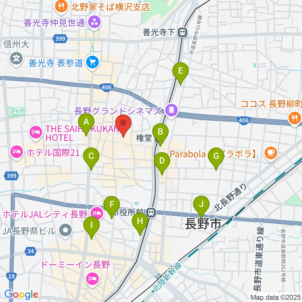 長野相生座・ロキシー周辺のコンビニエンスストア一覧地図