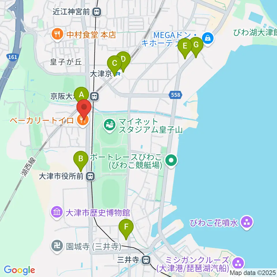 FMおおつ周辺のコンビニエンスストア一覧地図
