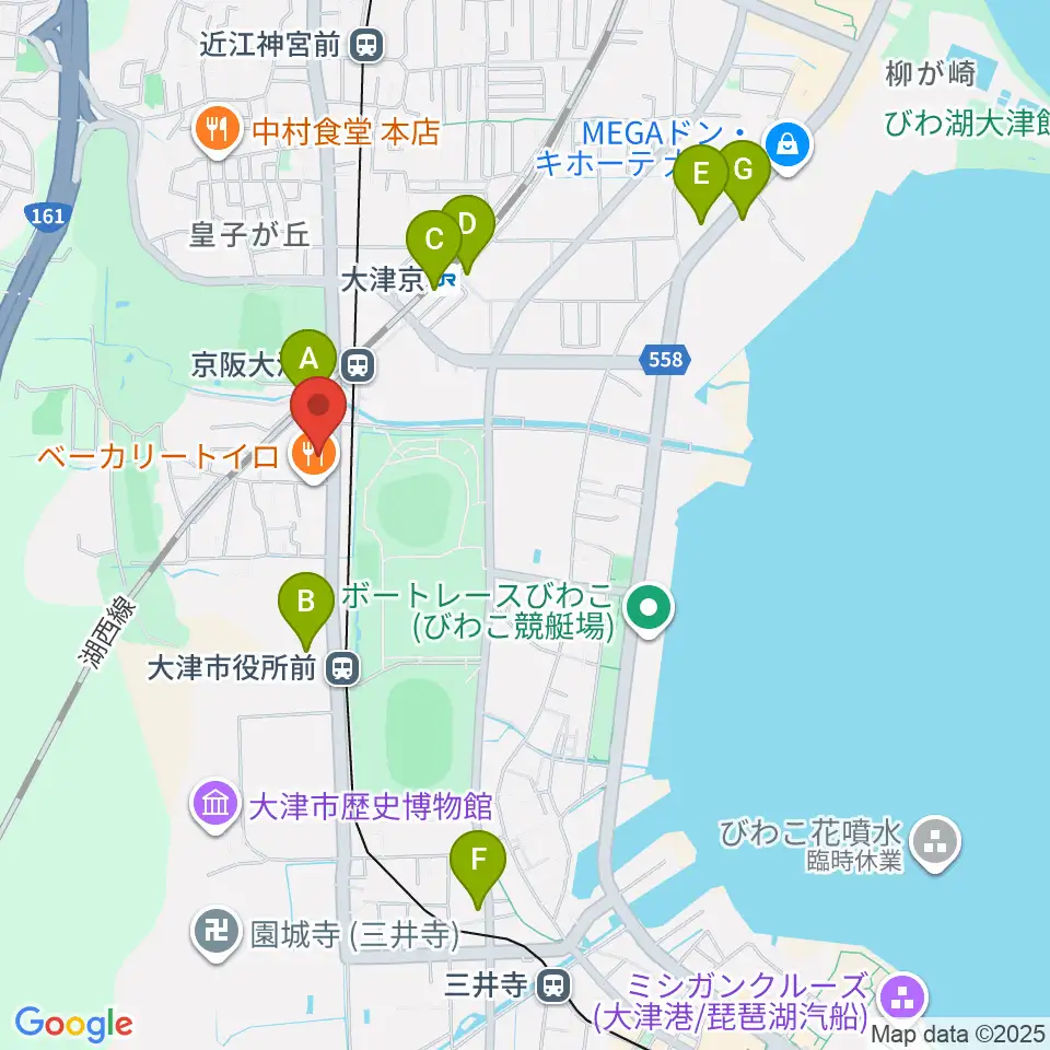 FMおおつ周辺のコンビニエンスストア一覧地図