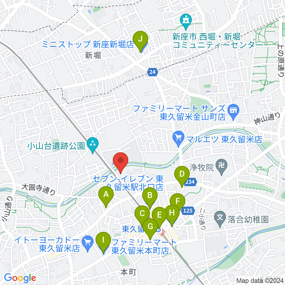 TOKYO854くるめラ周辺のコンビニエンスストア一覧地図