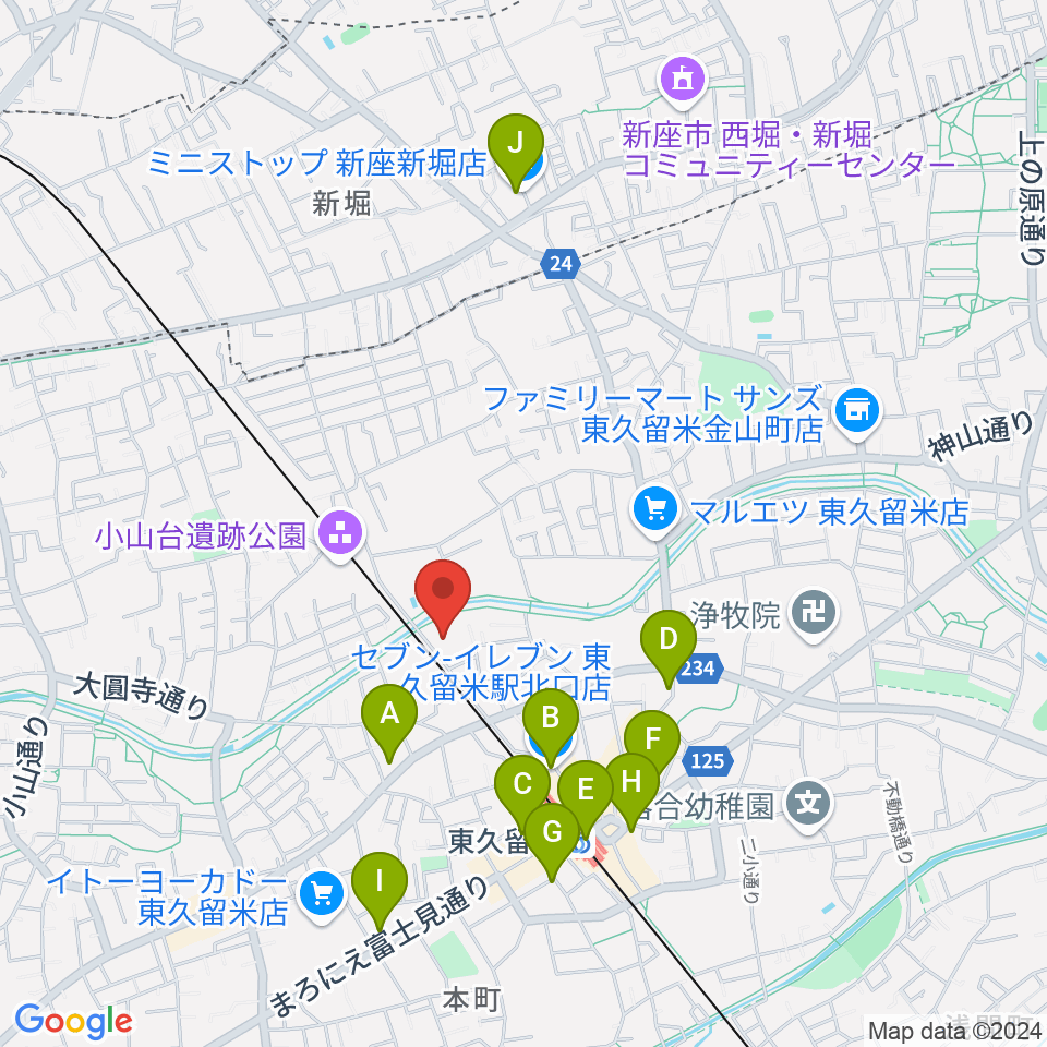 TOKYO854くるめラ周辺のコンビニエンスストア一覧地図