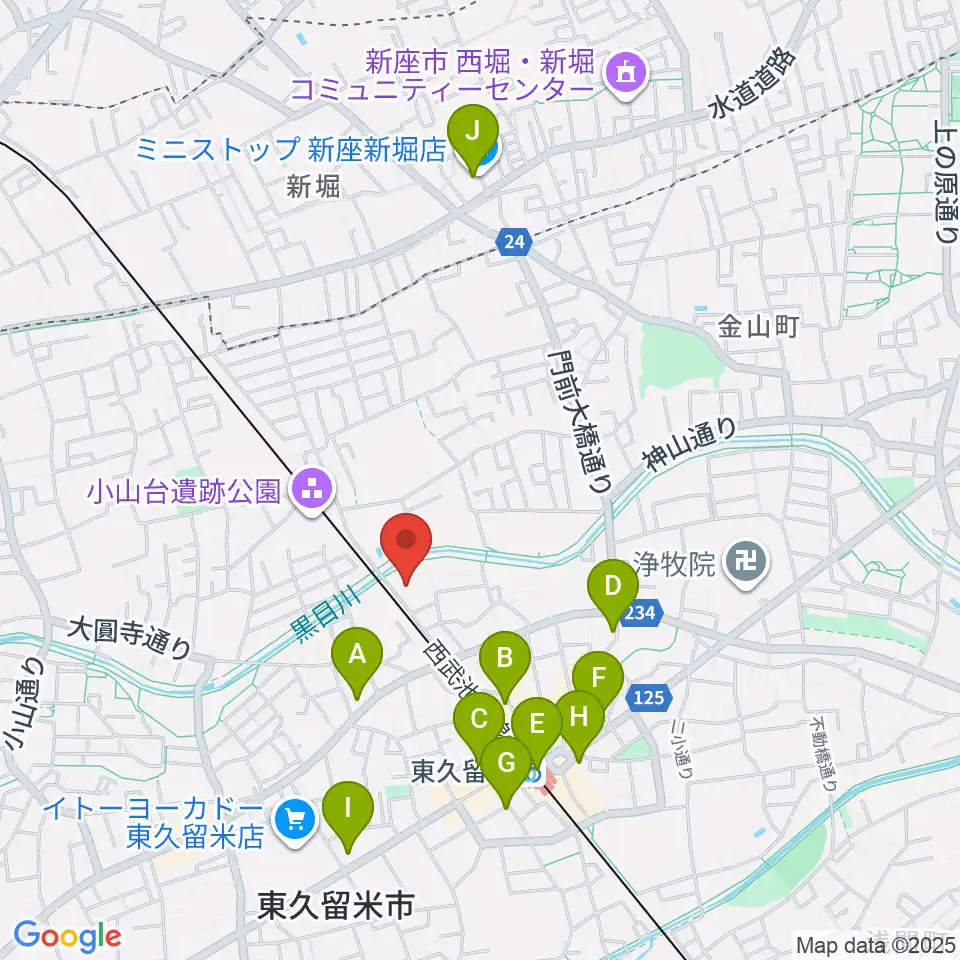 TOKYO854くるめラ周辺のコンビニエンスストア一覧地図