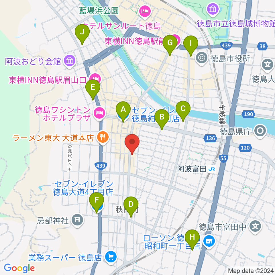 徳島FIGHT CLUB周辺のコンビニエンスストア一覧地図