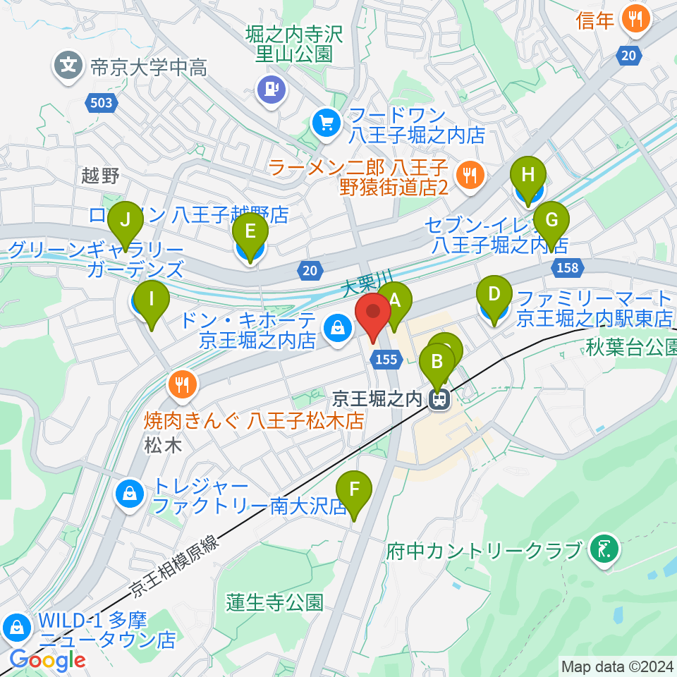 京王堀之内time tokyo周辺のコンビニエンスストア一覧地図