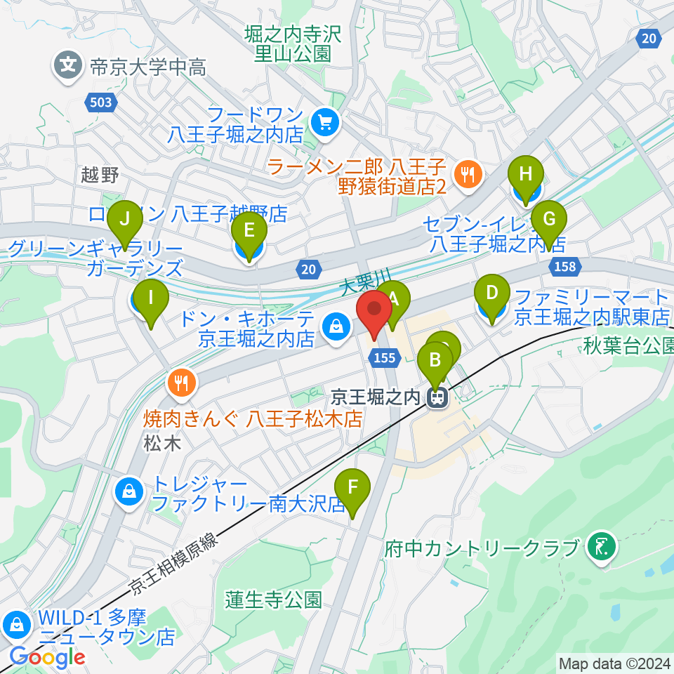 京王堀之内time tokyo周辺のコンビニエンスストア一覧地図