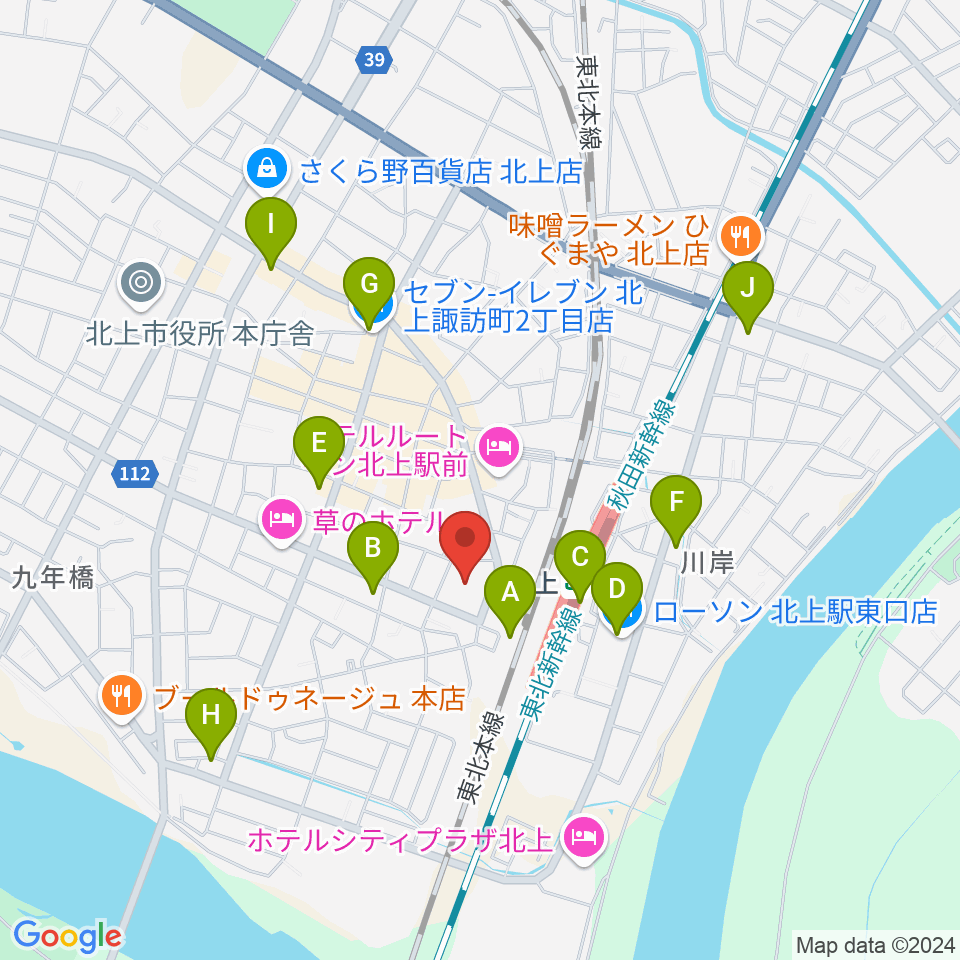 きたかみE&Beエフエム周辺のコンビニエンスストア一覧地図