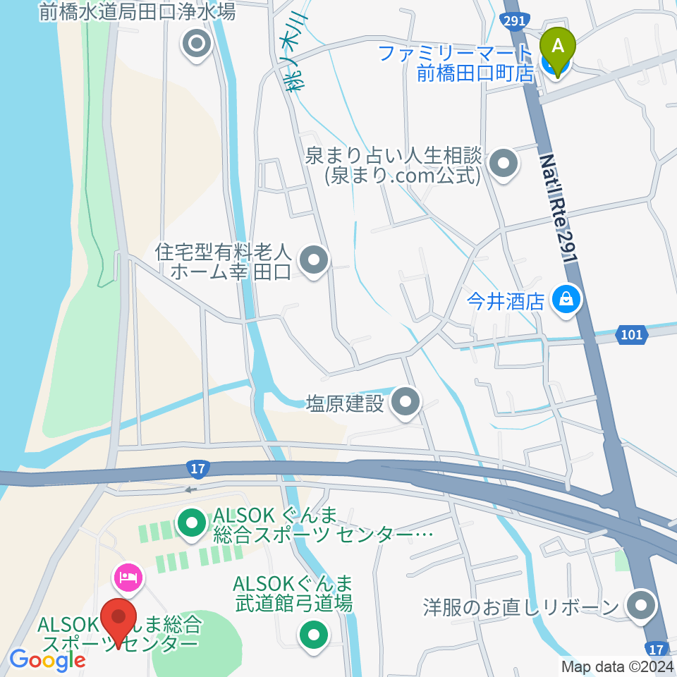 ALSOKぐんまアイスアリーナ周辺のコンビニエンスストア一覧地図