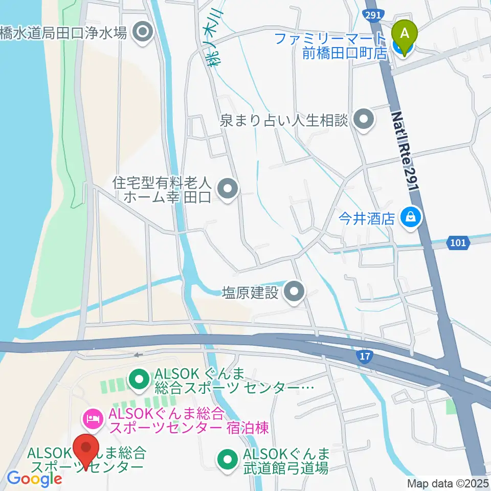 ALSOKぐんまアイスアリーナ周辺のコンビニエンスストア一覧地図