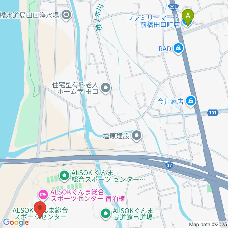 ALSOKぐんまアイスアリーナ周辺のコンビニエンスストア一覧地図