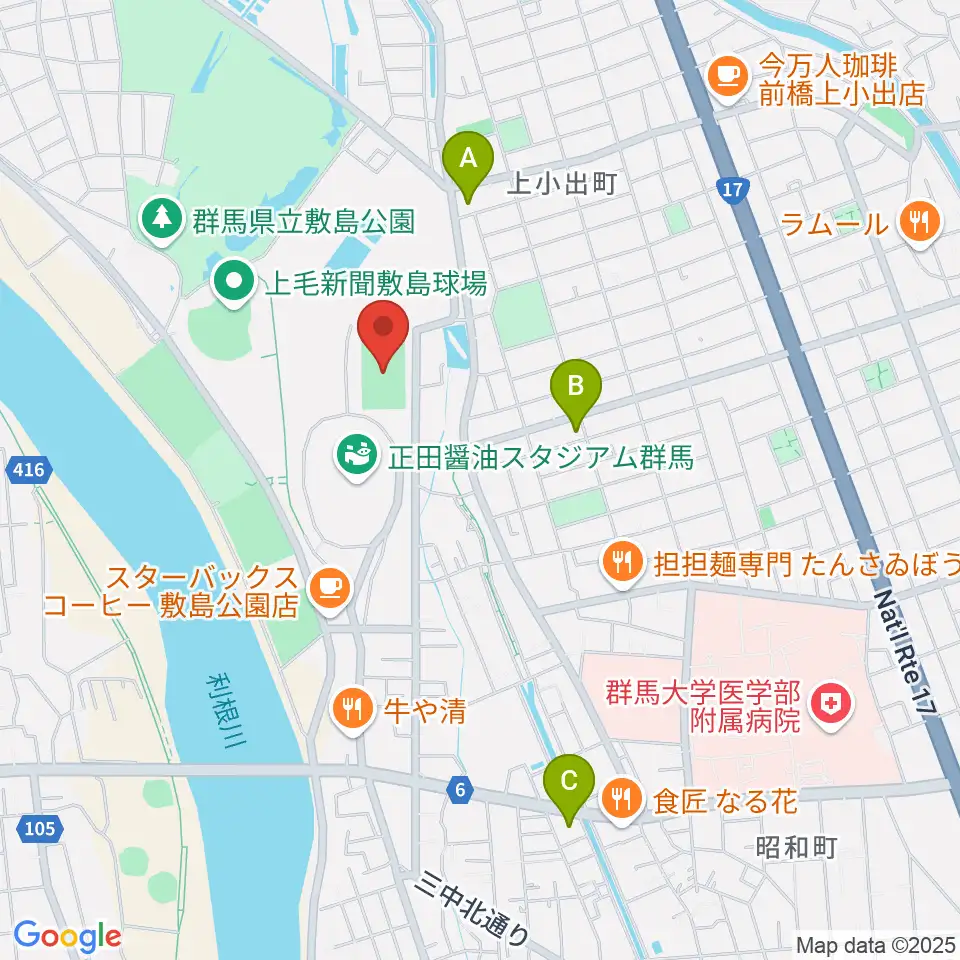 アースケア敷島サッカー・ラグビー場周辺のコンビニエンスストア一覧地図