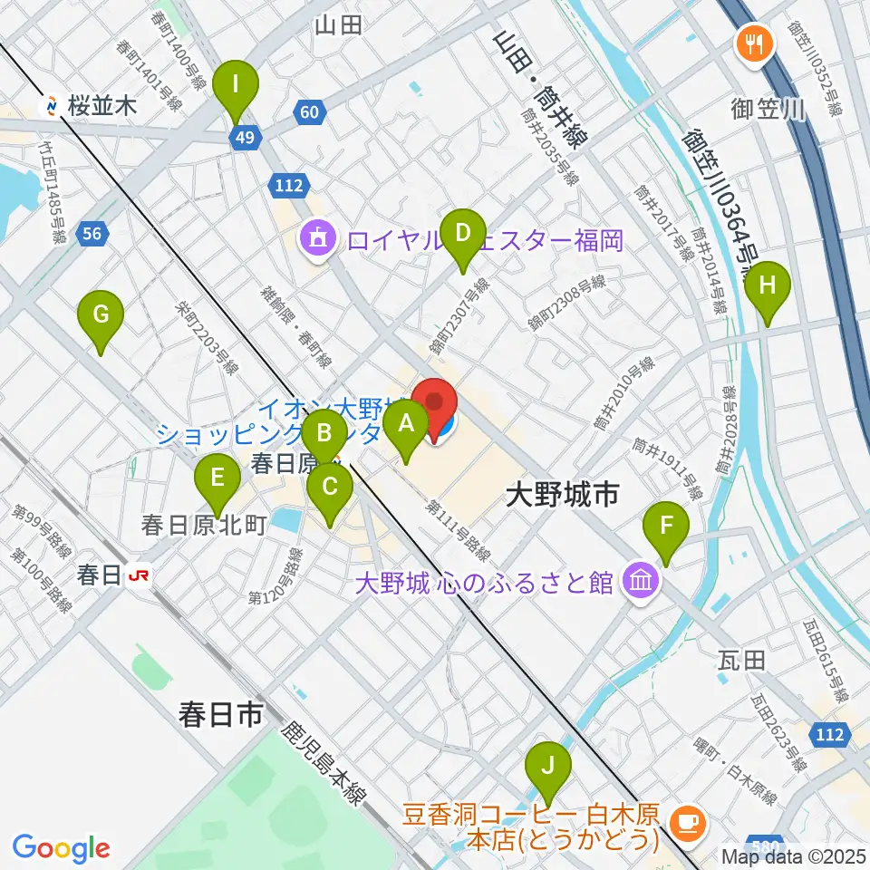 イオンシネマ大野城周辺のコンビニエンスストア一覧地図