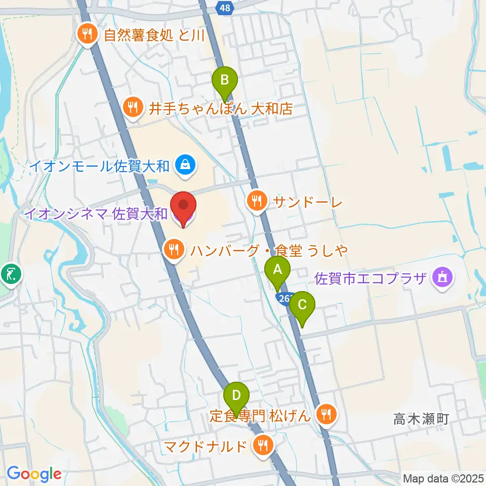 イオンシネマ佐賀大和周辺のコンビニエンスストア一覧地図