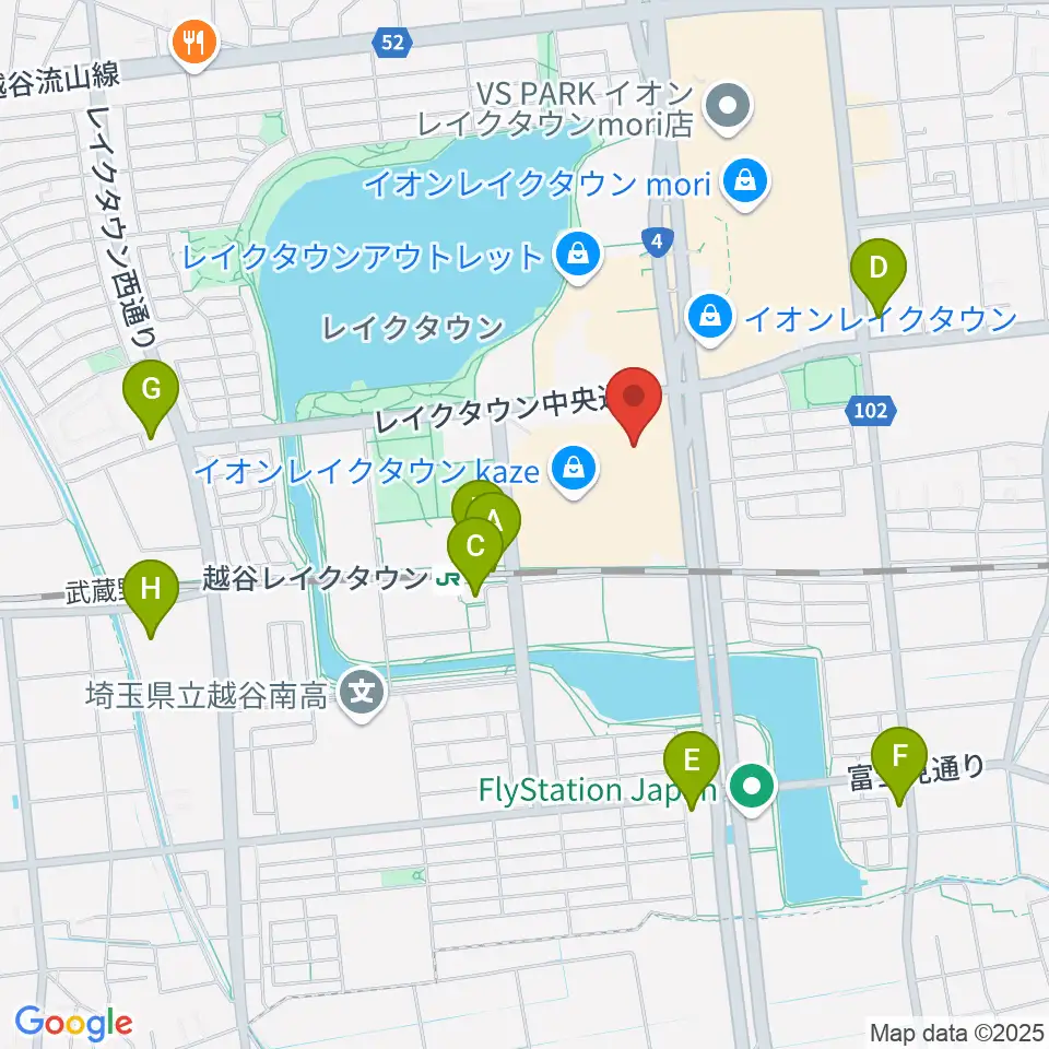 イオンシネマ越谷レイクタウン周辺のコンビニエンスストア一覧地図