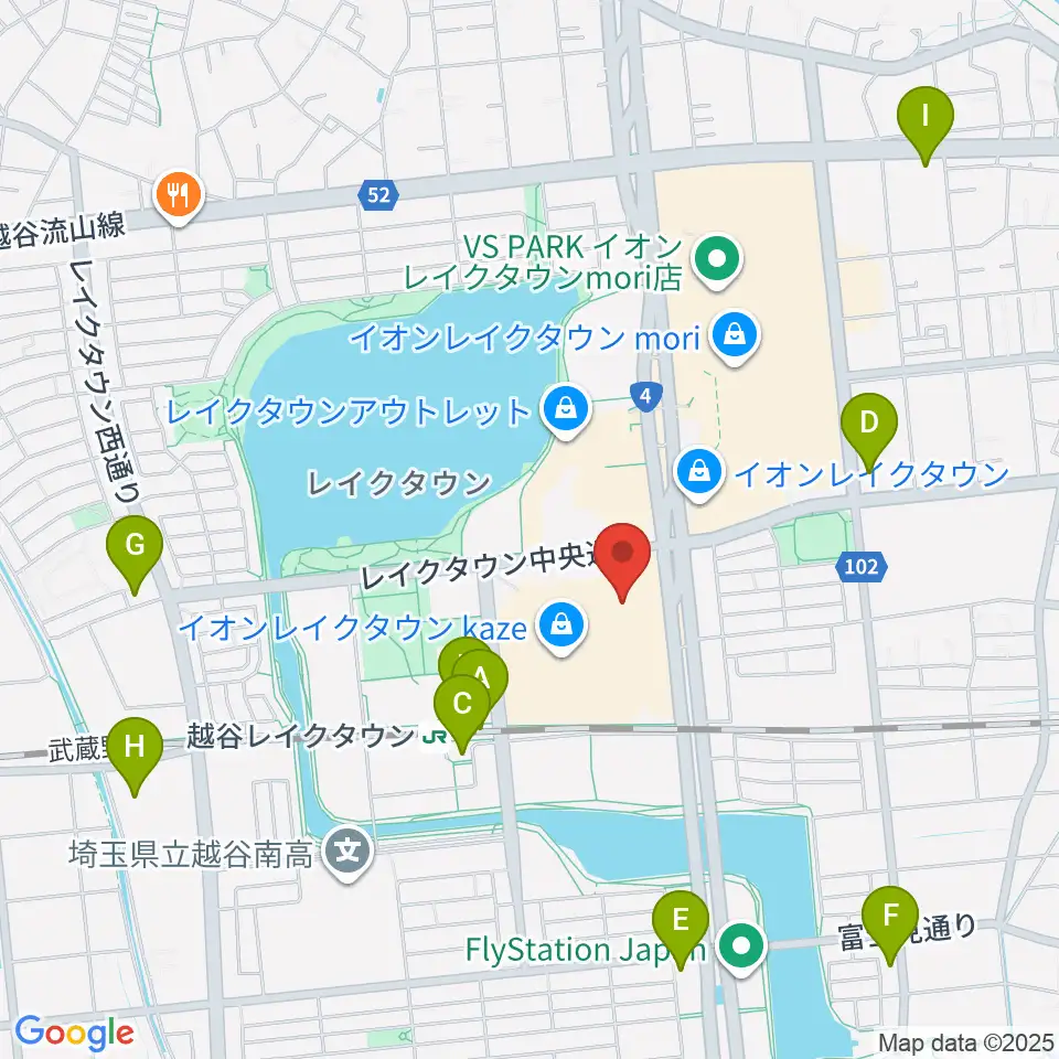 イオンシネマ越谷レイクタウン周辺のコンビニエンスストア一覧地図