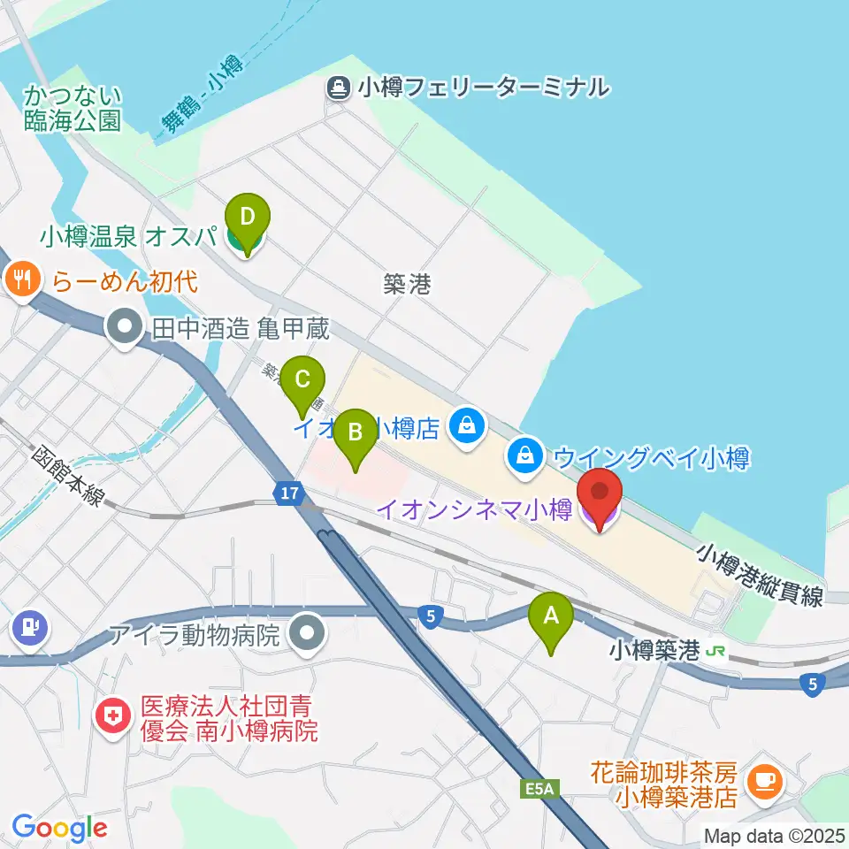 イオンシネマ小樽周辺のコンビニエンスストア一覧地図