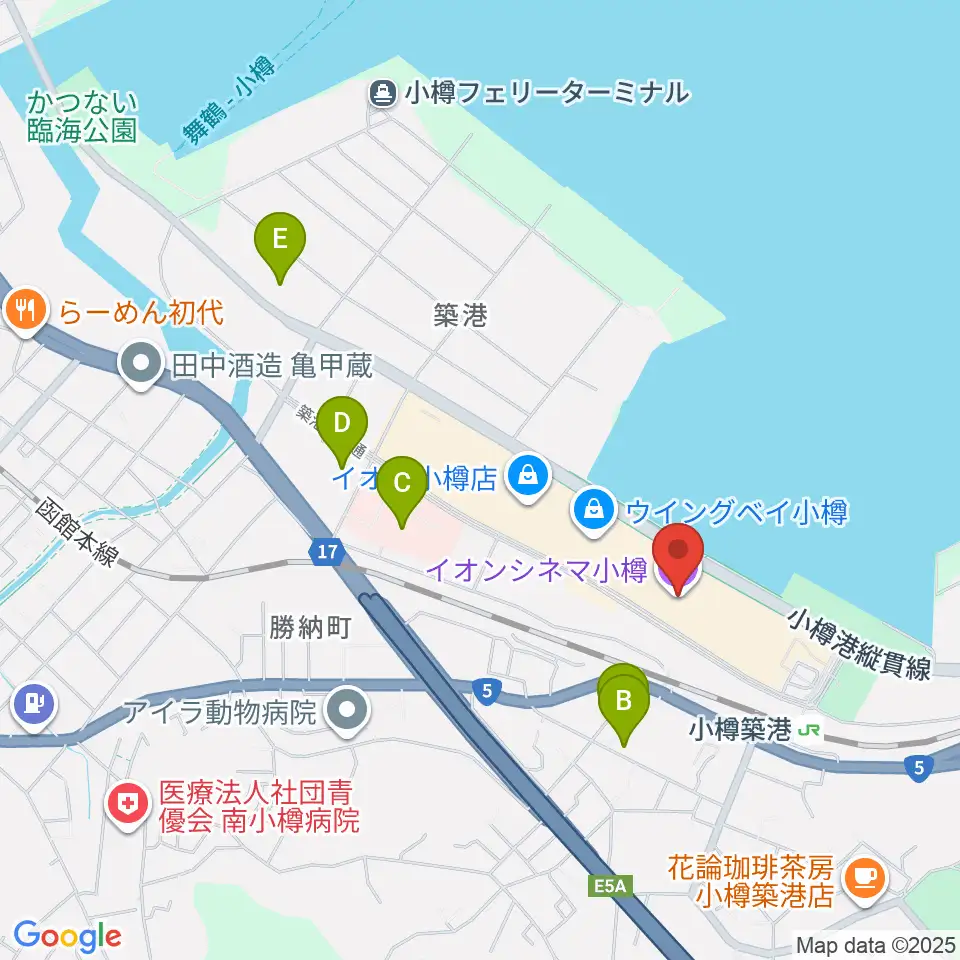 イオンシネマ小樽周辺のコンビニエンスストア一覧地図