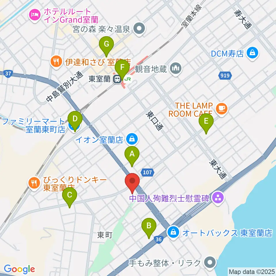 ディノスシネマズ室蘭周辺のコンビニエンスストア一覧地図