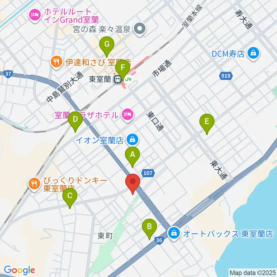 ディノスシネマズ室蘭周辺のコンビニエンスストア一覧地図
