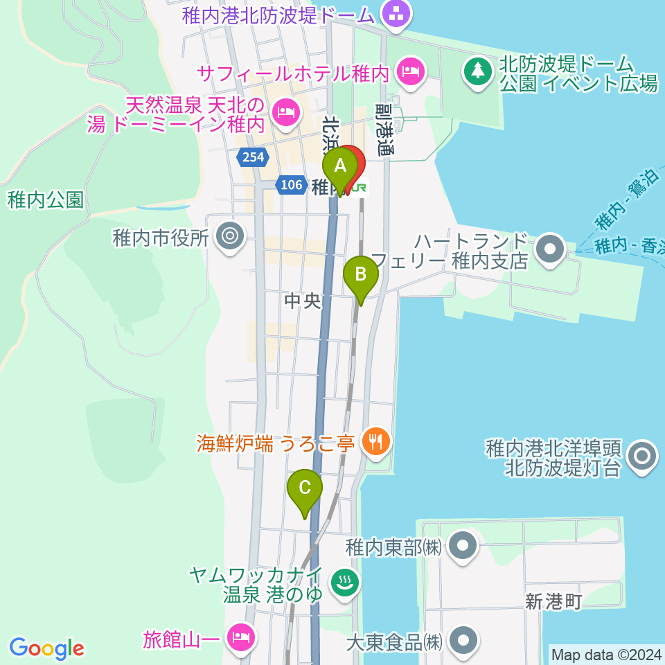 T・ジョイ稚内周辺のコンビニエンスストア一覧地図