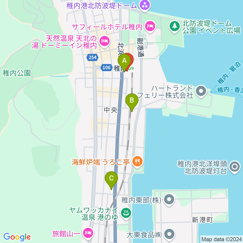 T・ジョイ稚内周辺のコンビニエンスストア一覧地図