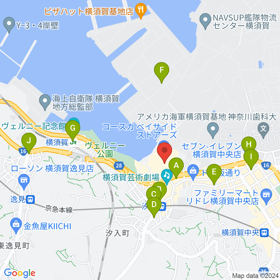 横須賀HUMAXシネマズ周辺のコンビニエンスストア一覧地図