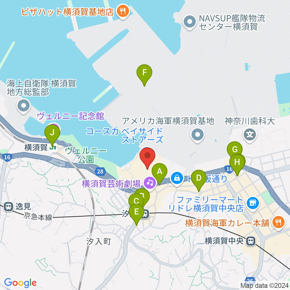 横須賀HUMAXシネマズ周辺のコンビニエンスストア一覧地図