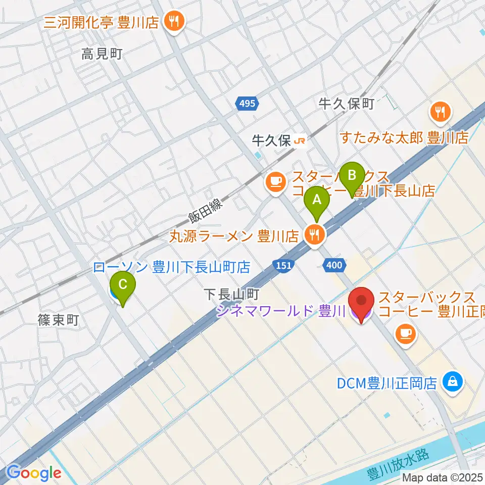 シネマワールド豊川周辺のコンビニエンスストア一覧地図