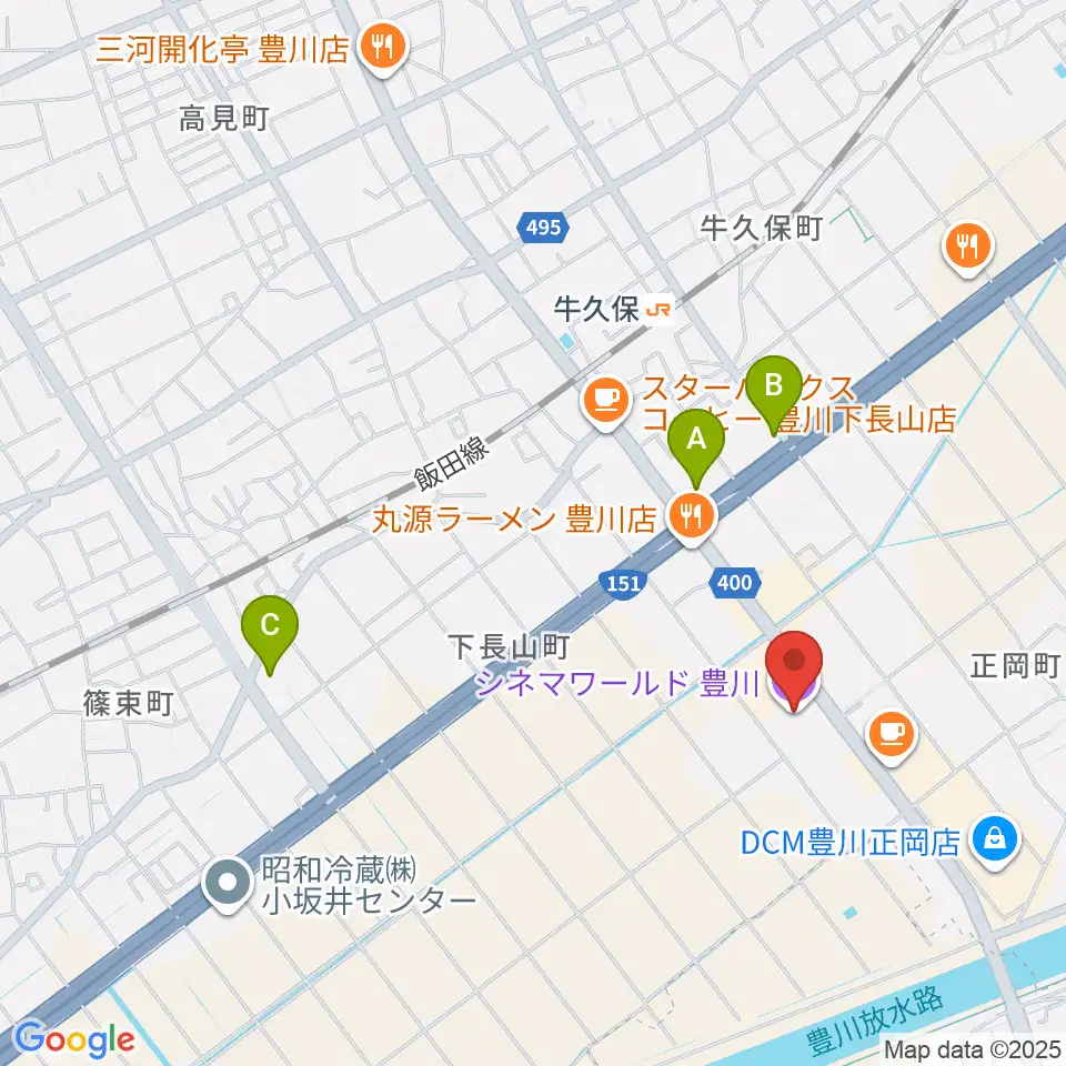 シネマワールド豊川周辺のコンビニエンスストア一覧地図