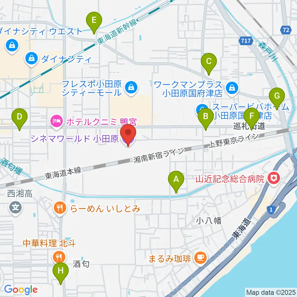 シネマワールド小田原周辺のコンビニエンスストア一覧地図