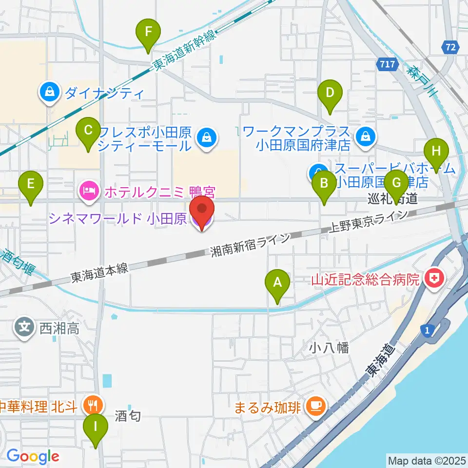 シネマワールド小田原周辺のコンビニエンスストア一覧地図