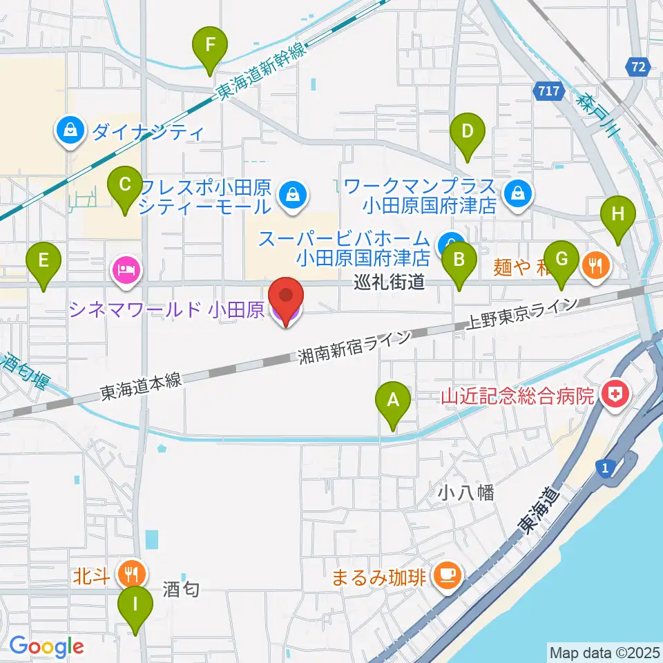 シネマワールド小田原周辺のコンビニエンスストア一覧地図
