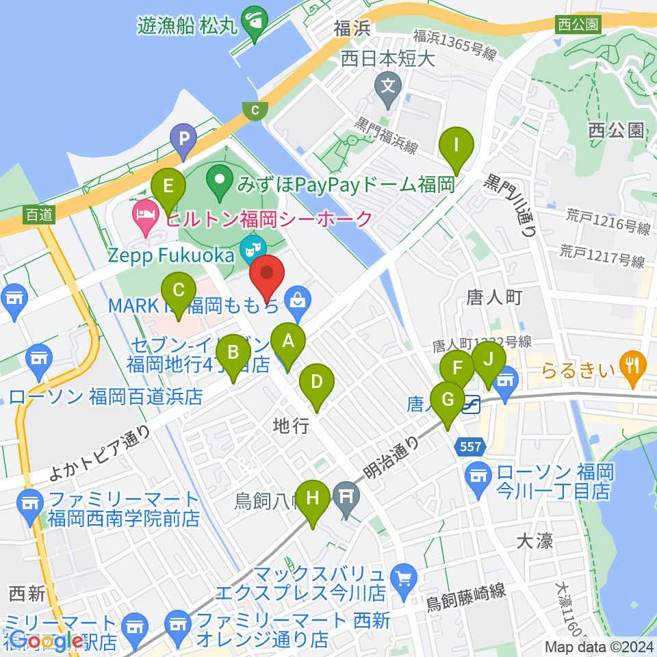 ユナイテッド・シネマ福岡ももち周辺のコンビニエンスストア一覧地図