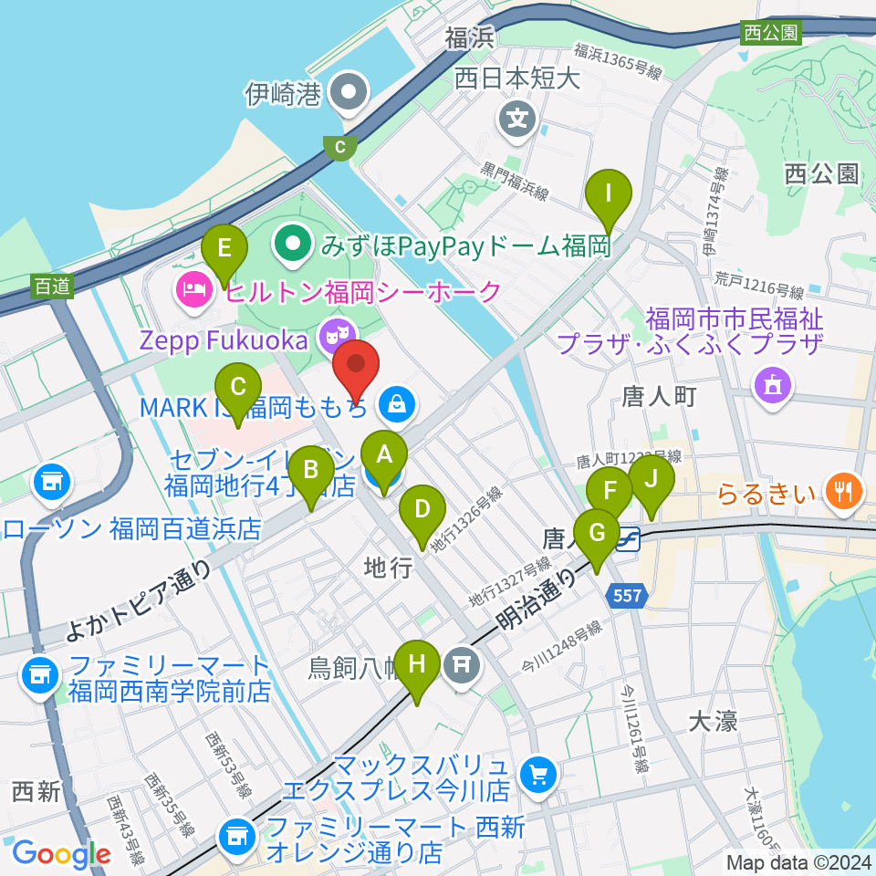 ユナイテッド・シネマ福岡ももち周辺のコンビニエンスストア一覧地図