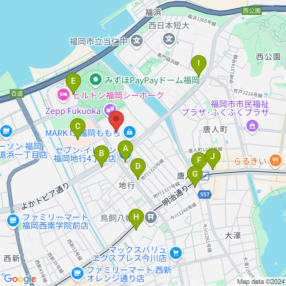 ユナイテッド・シネマ福岡ももち周辺のコンビニエンスストア一覧地図