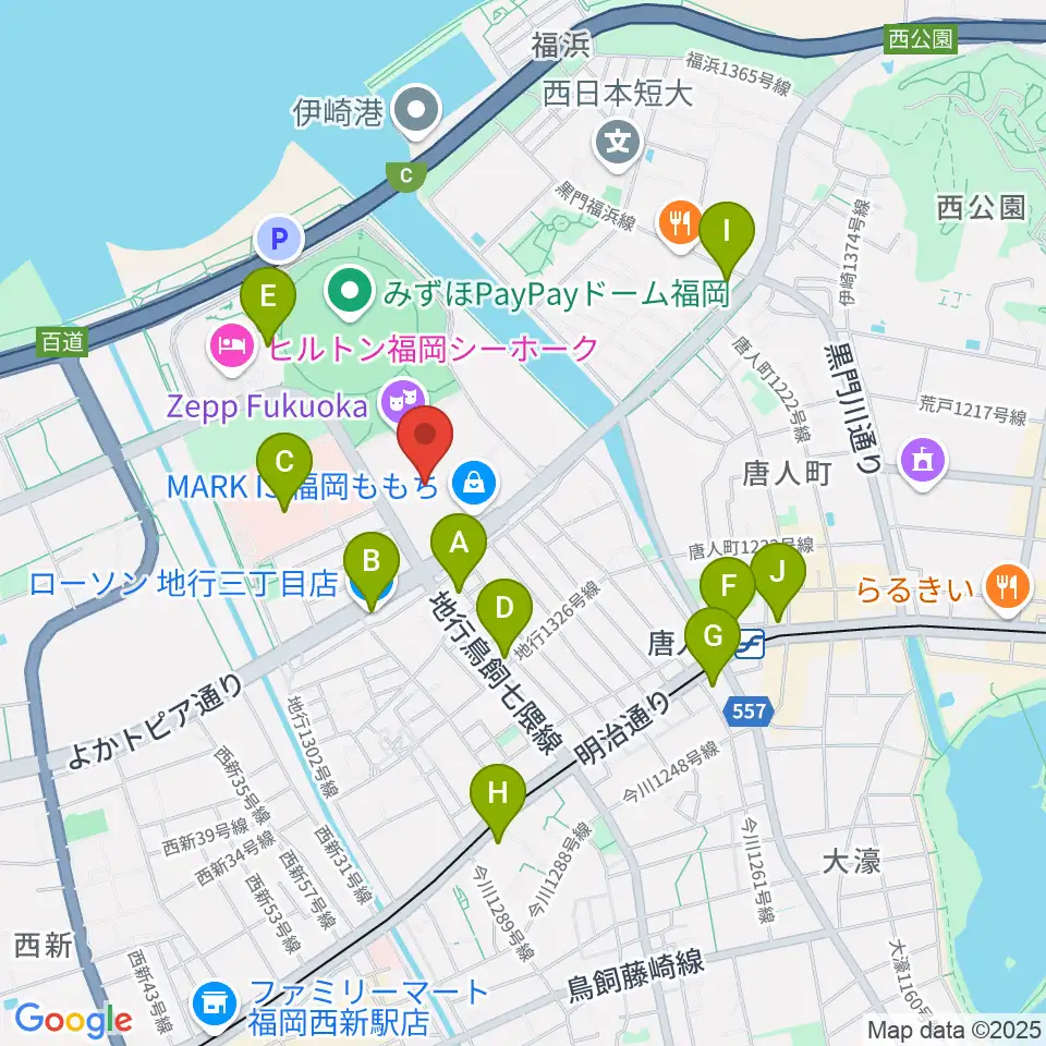 ユナイテッド・シネマ福岡ももち周辺のコンビニエンスストア一覧地図