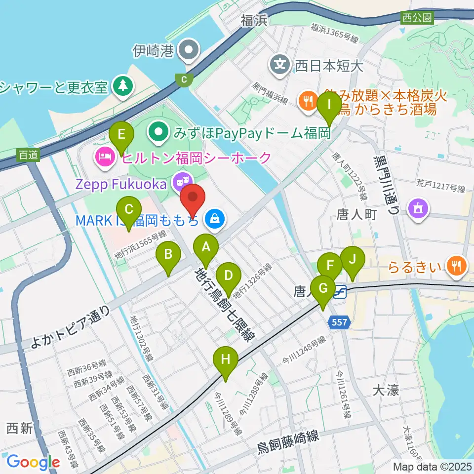 ユナイテッド・シネマ福岡ももち周辺のコンビニエンスストア一覧地図
