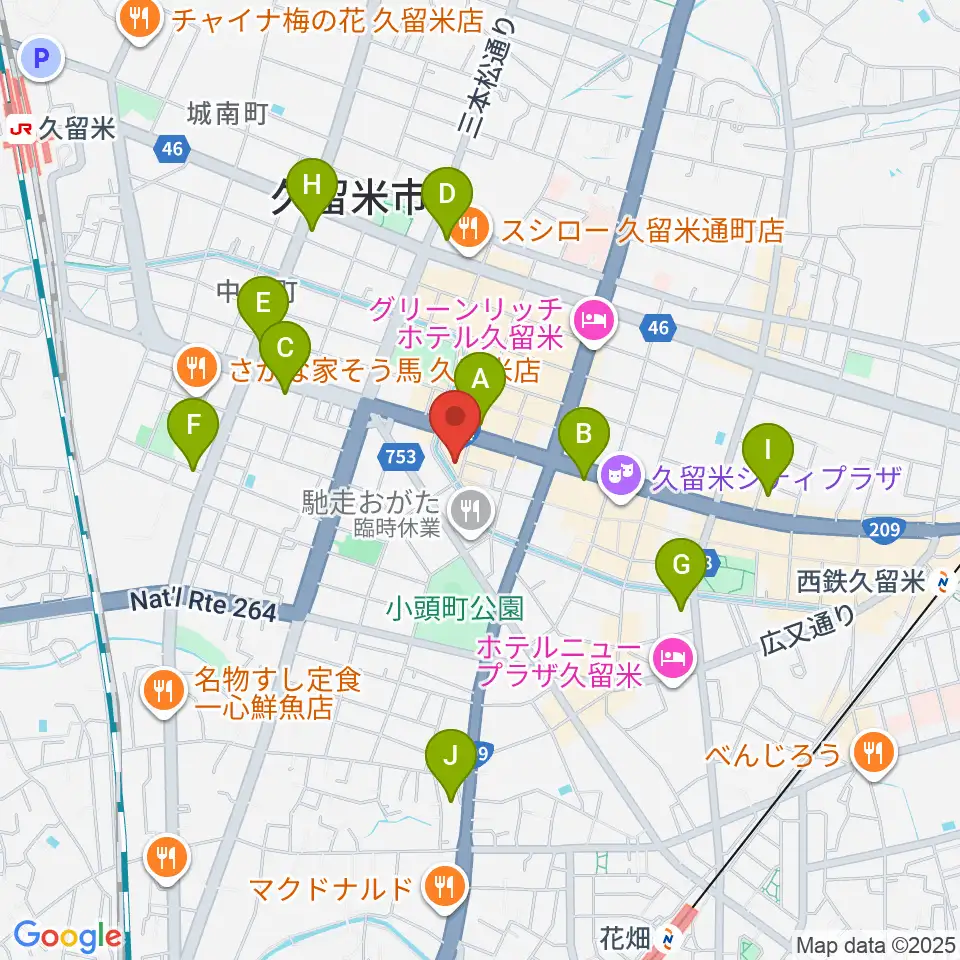久留米ウエポン周辺のコンビニエンスストア一覧地図