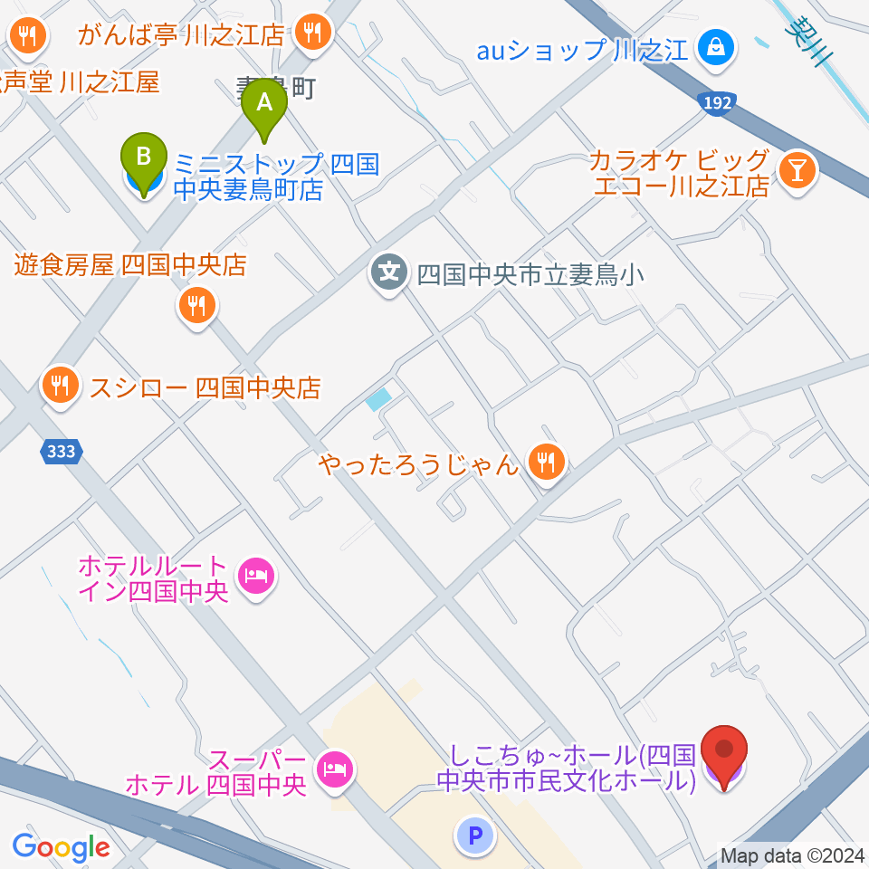 しこちゅ～ホール周辺のコンビニエンスストア一覧地図