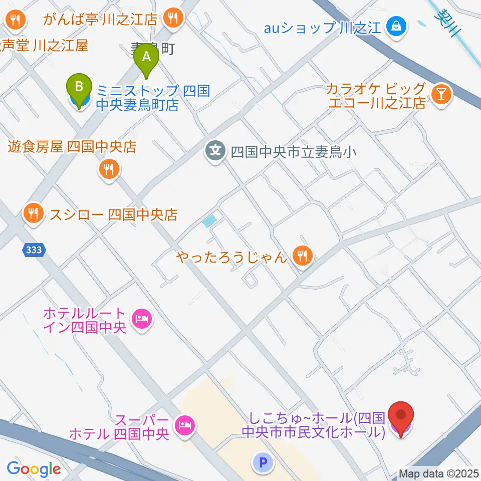 しこちゅ~ホール周辺のコンビニエンスストア一覧地図