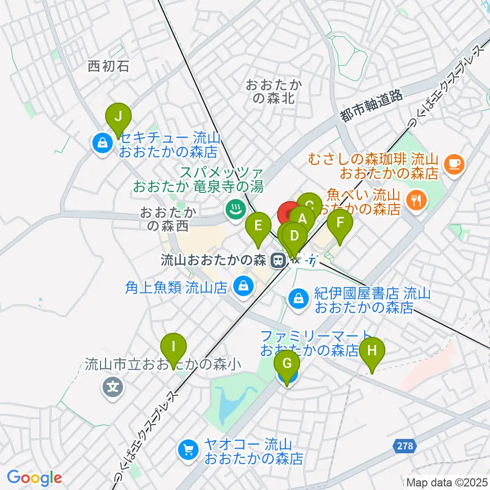 スターツおおたかの森ホール周辺のコンビニエンスストア一覧地図