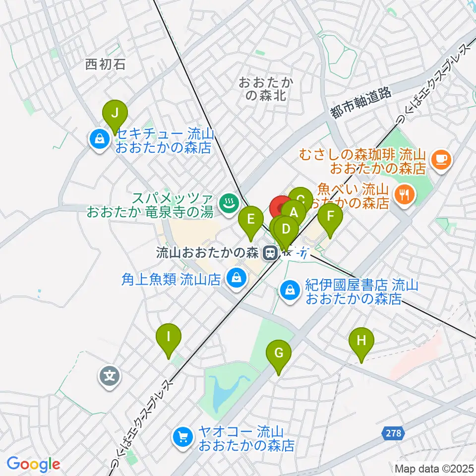 スターツおおたかの森ホール周辺のコンビニエンスストア一覧地図