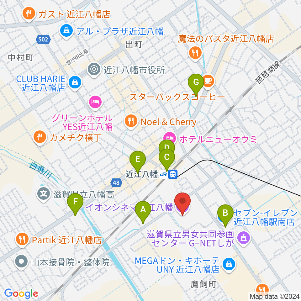 イオンシネマ近江八幡周辺のコンビニエンスストア一覧地図