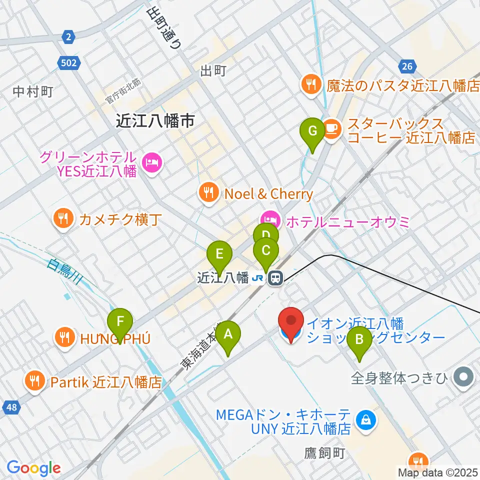 イオンシネマ近江八幡周辺のコンビニエンスストア一覧地図