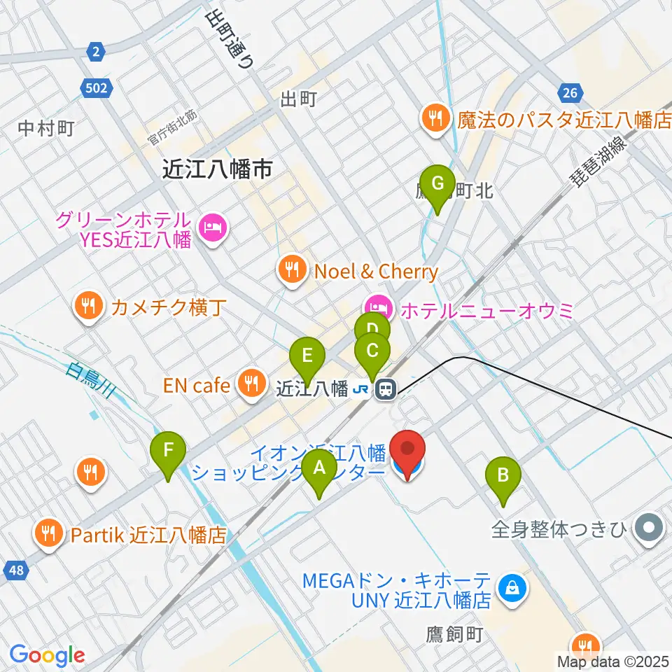 イオンシネマ近江八幡周辺のコンビニエンスストア一覧地図