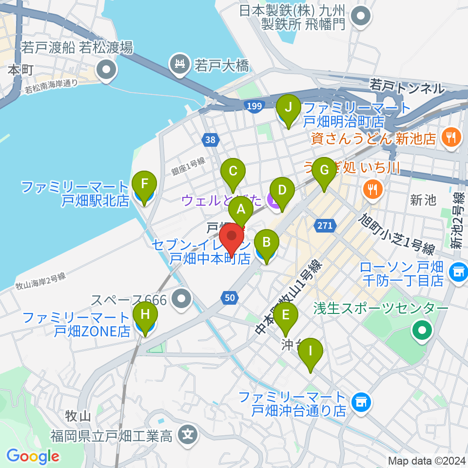 イオンシネマ戸畑周辺のコンビニエンスストア一覧地図