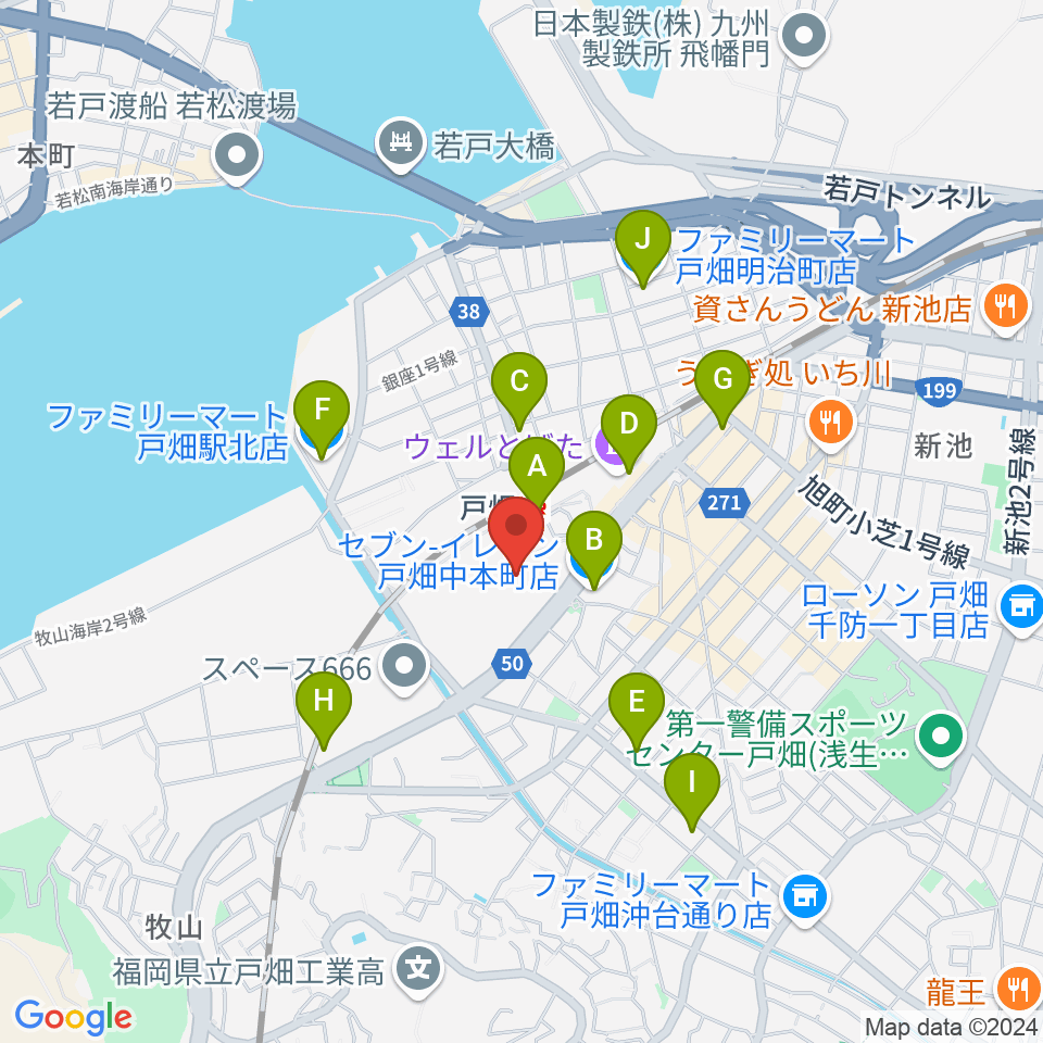 イオンシネマ戸畑周辺のコンビニエンスストア一覧地図