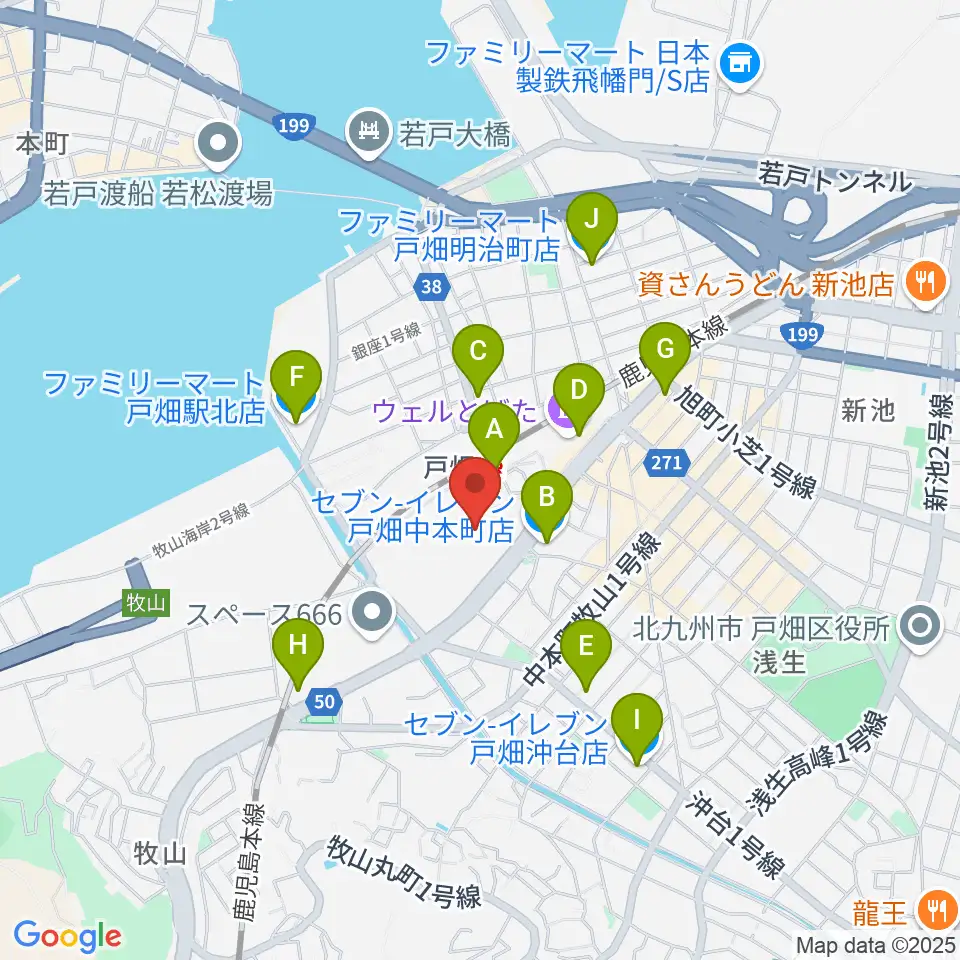 イオンシネマ戸畑周辺のコンビニエンスストア一覧地図