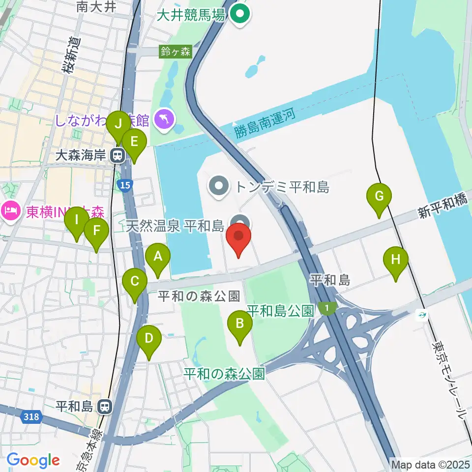 シネマサンシャイン平和島周辺のコンビニエンスストア一覧地図